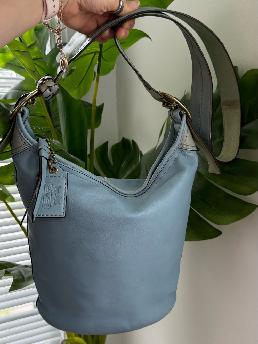 Coach 11422 MEDIUM Vintage Bleecker Blue Leather Bucket Bag Duffle W Hangtag